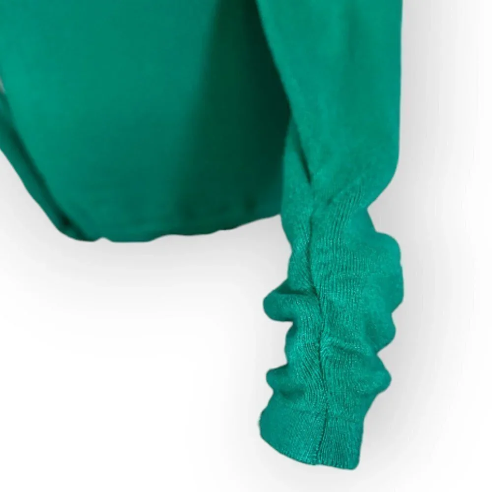 Alfani Cowl Neck Sweater Cinched Sleeve Detail Green Size Small
